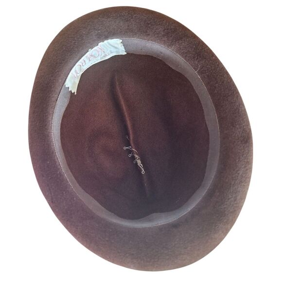 Vintage Made in Italy Wool Hat Elegant Rolled Brim Brown Fedora Corona Lou Fox - Picture 9 of 15